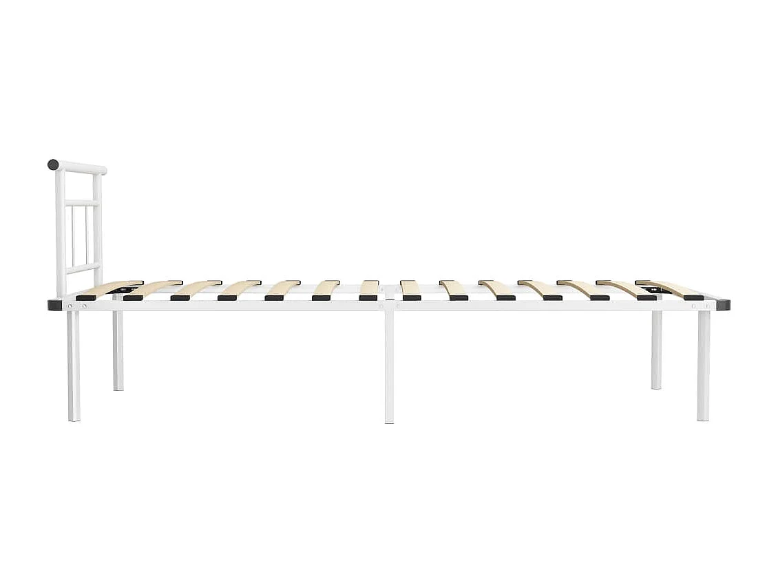 Lit simple | Lit adulte, enfant | Cadre de lit blanc métal 100x200 cm