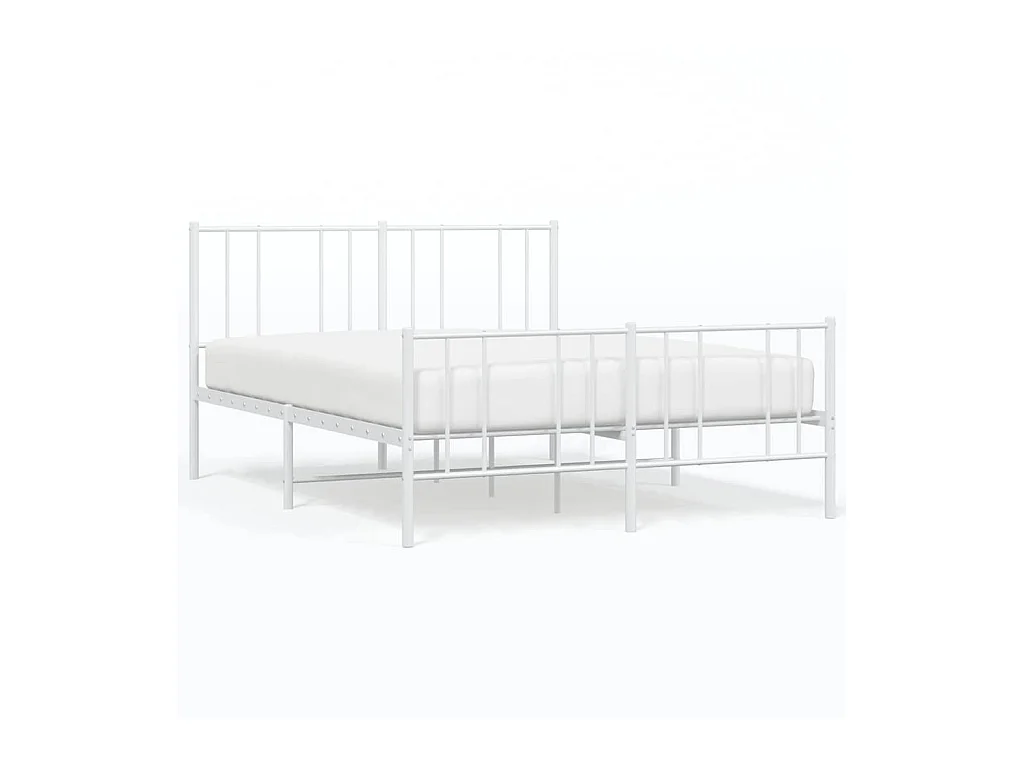 Lit double | Lit adulte | Cadre de lit métal et pied de lit blanc 135x190 cm