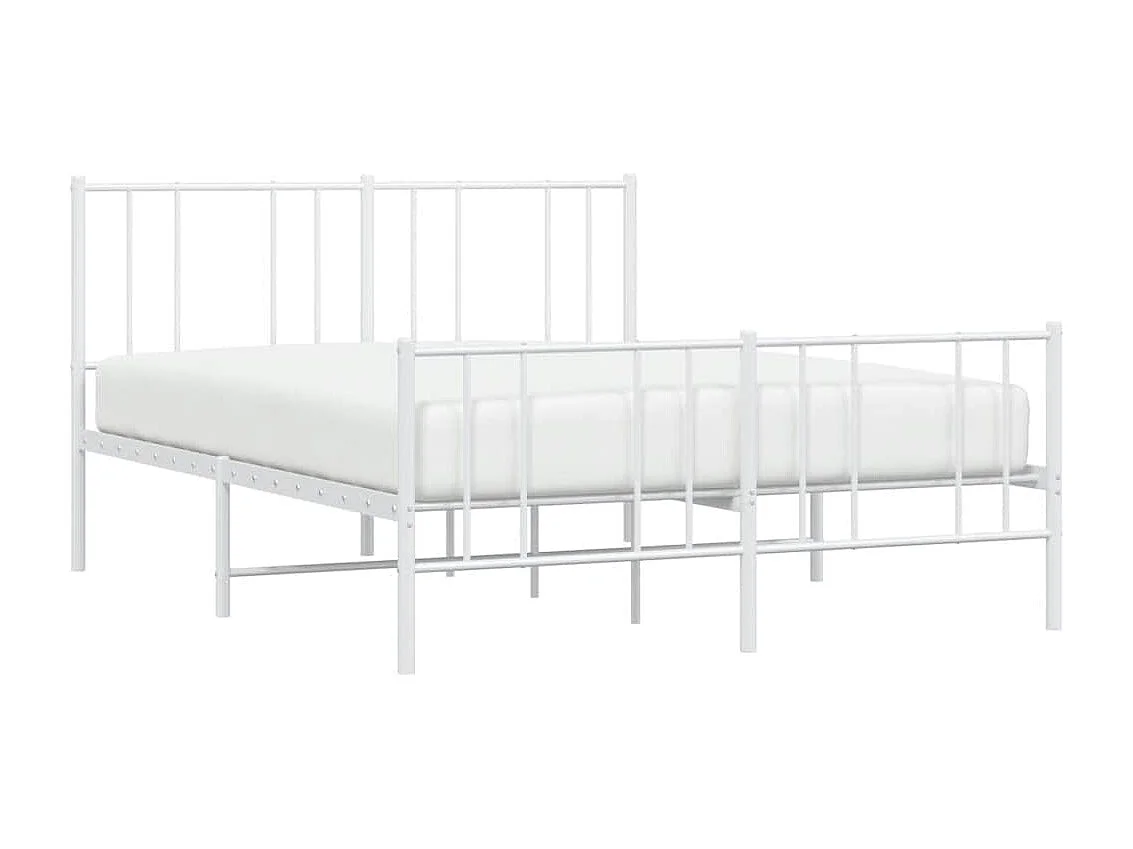 Lit double | Lit adulte | Cadre de lit métal et pied de lit blanc 135x190 cm