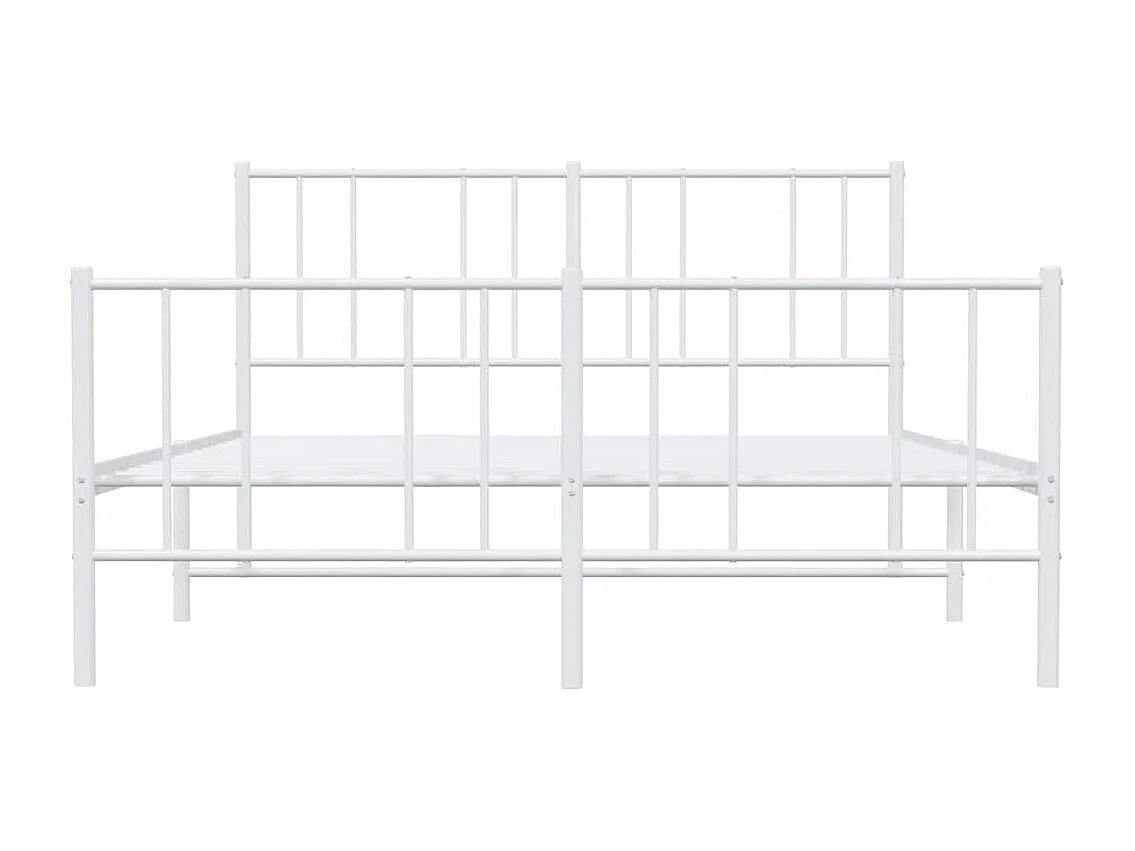 Lit double | Lit adulte | Cadre de lit métal et pied de lit blanc 135x190 cm