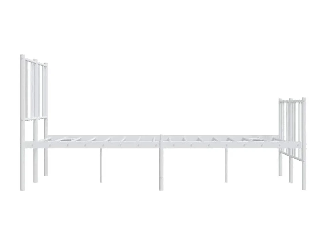 Lit double | Lit adulte | Cadre de lit métal et pied de lit blanc 135x190 cm
