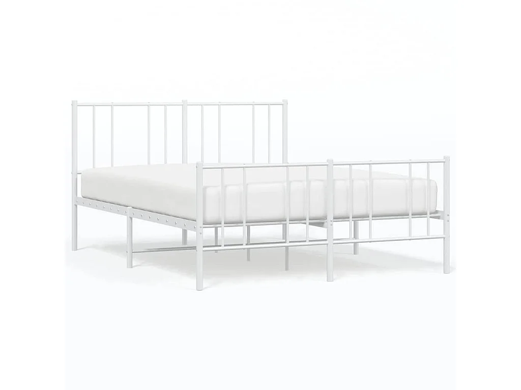Lit double | Lit adulte | Cadre de lit métal et pied de lit blanc 135x190 cm
