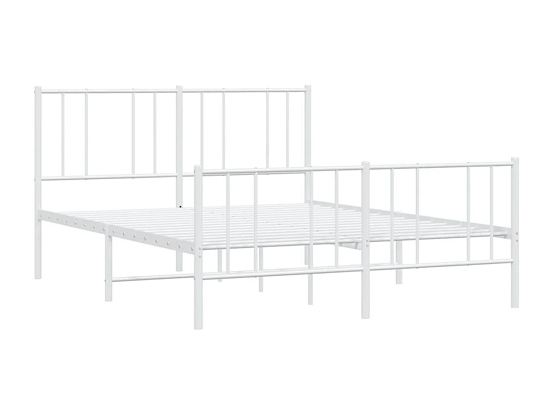 Lit double | Lit adulte | Cadre de lit métal et pied de lit blanc 135x190 cm