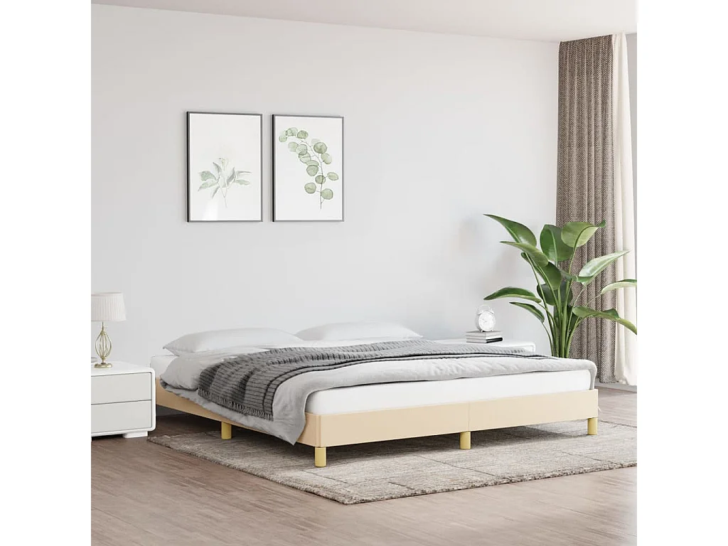 Lit double | Lit adulte | Cadre de lit crème 180x200 cm tissu