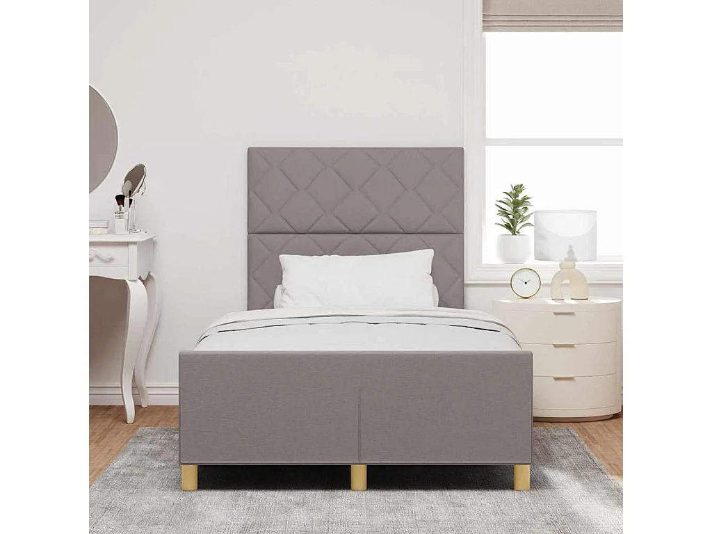 Lit simple | Lit adulte, enfant | Cadre de lit avec tête de lit Taupe 120x200 cm tissu