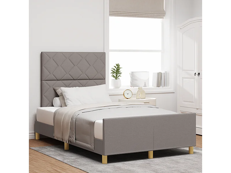 Lit simple | Lit adulte, enfant | Cadre de lit avec tête de lit Taupe 120x200 cm tissu