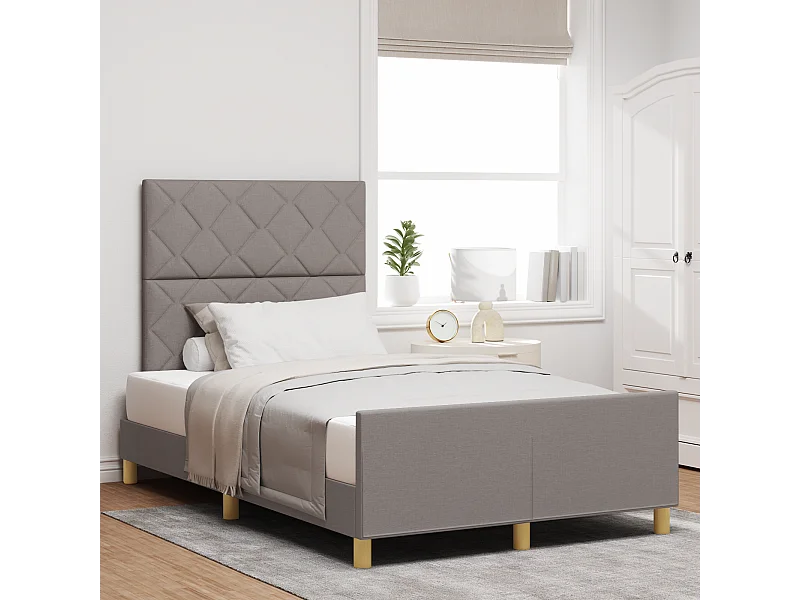 Lit simple | Lit adulte, enfant | Cadre de lit avec tête de lit Taupe 120x200 cm tissu