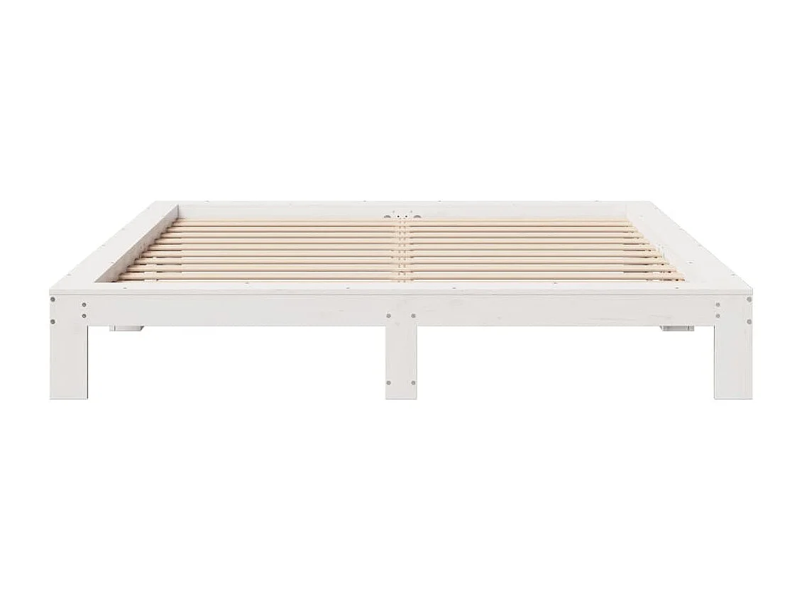 Lit double | Lit adulte | Cadre de lit blanc 200x200 cm bois massif de pin