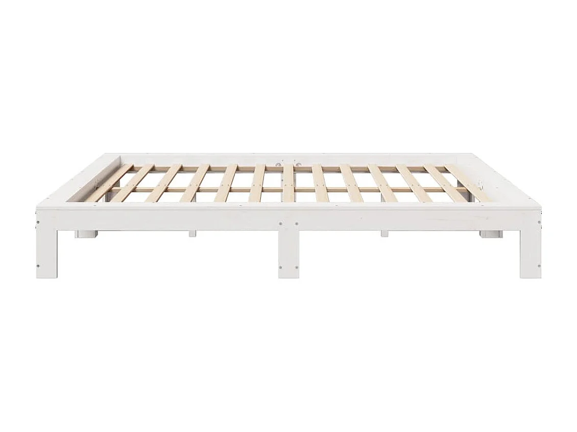 Lit double | Lit adulte | Cadre de lit blanc 200x200 cm bois massif de pin