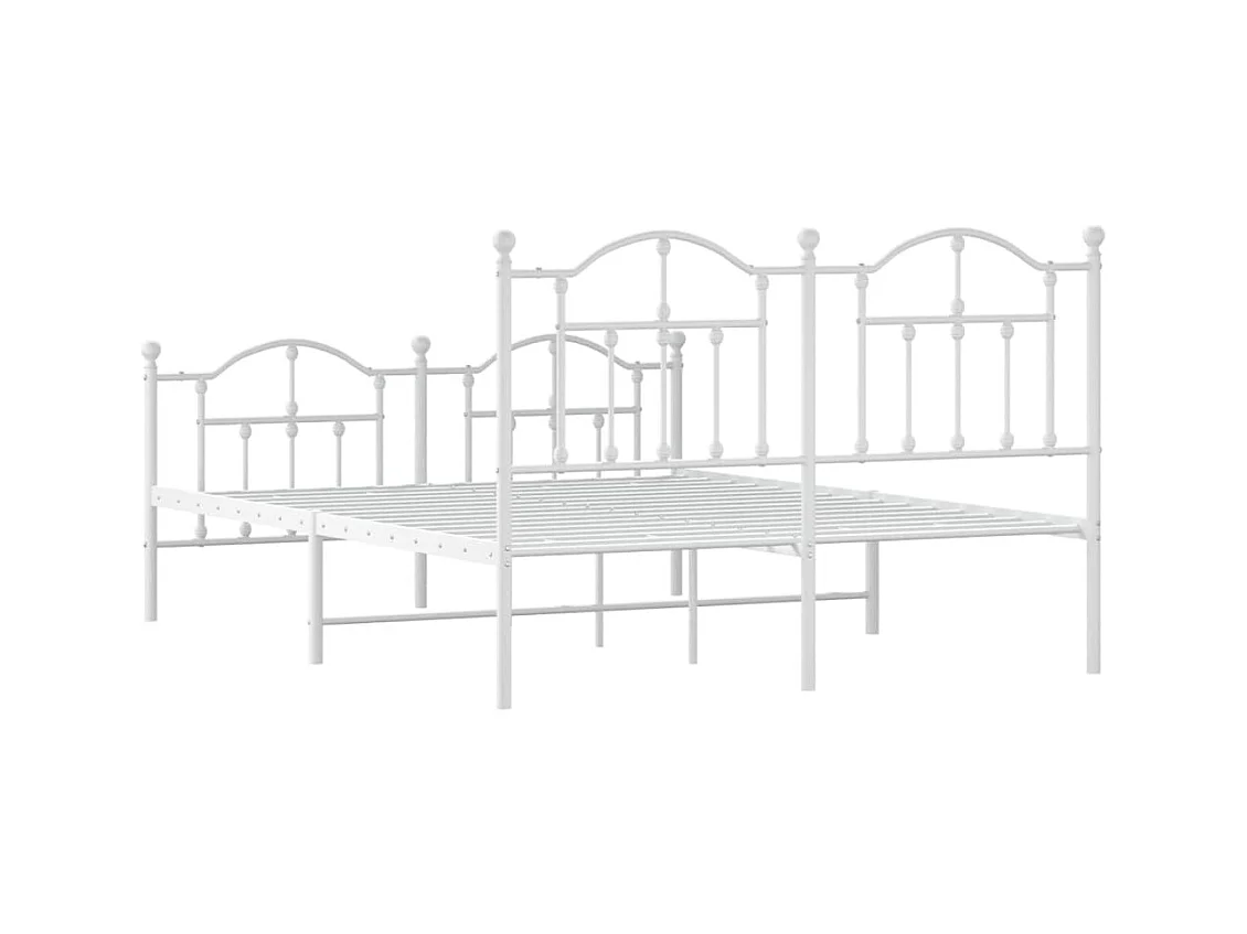 Lit double | Lit adulte | Cadre de lit métal et pied de lit blanc 140x200 cm