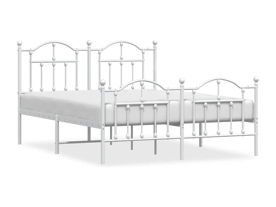 Lit double | Lit adulte | Cadre de lit métal et pied de lit blanc 140x200 cm