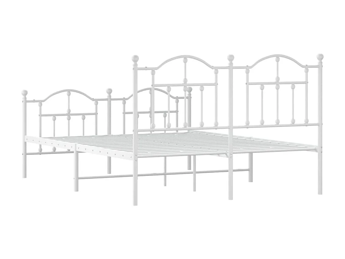 Lit double | Lit adulte | Cadre de lit métal et pied de lit blanc 140x200 cm