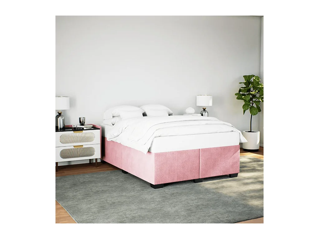 Lit double | Lit adulte | Cadre de lit rose 140x190 cm velours