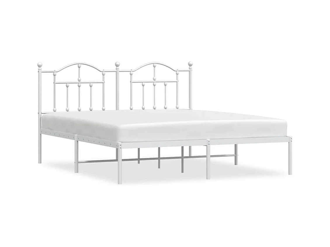 Lit double | Lit adulte | Cadre de lit métal et tête de lit blanc 183x213 cm