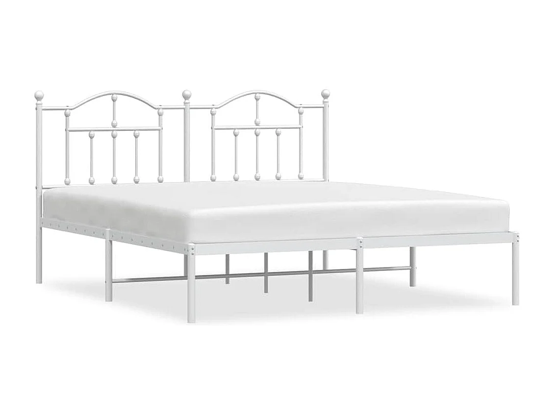 Bedframe | Tweepersoonsbed met hoofdbord metaal wit 183x213 cm
