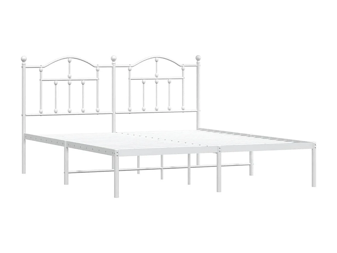 Bedframe | Tweepersoonsbed met hoofdbord metaal wit 183x213 cm