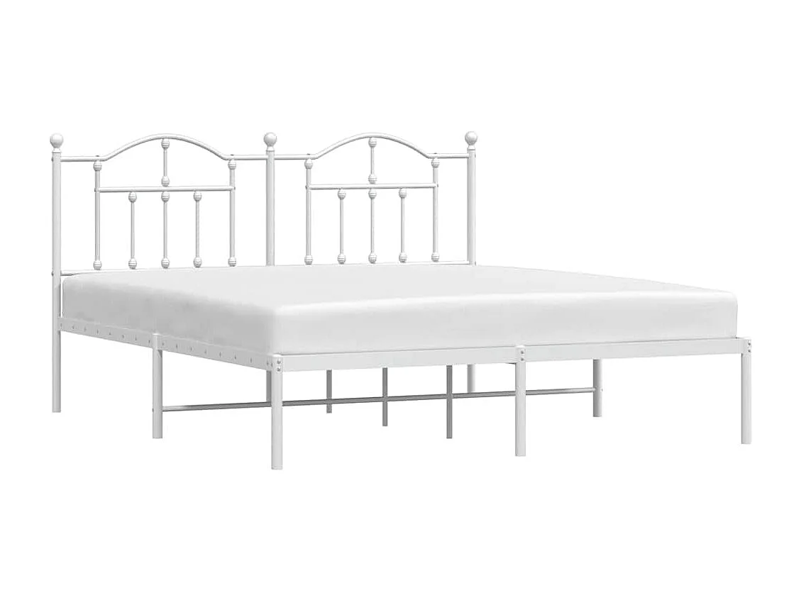 Bedframe | Tweepersoonsbed met hoofdbord metaal wit 183x213 cm