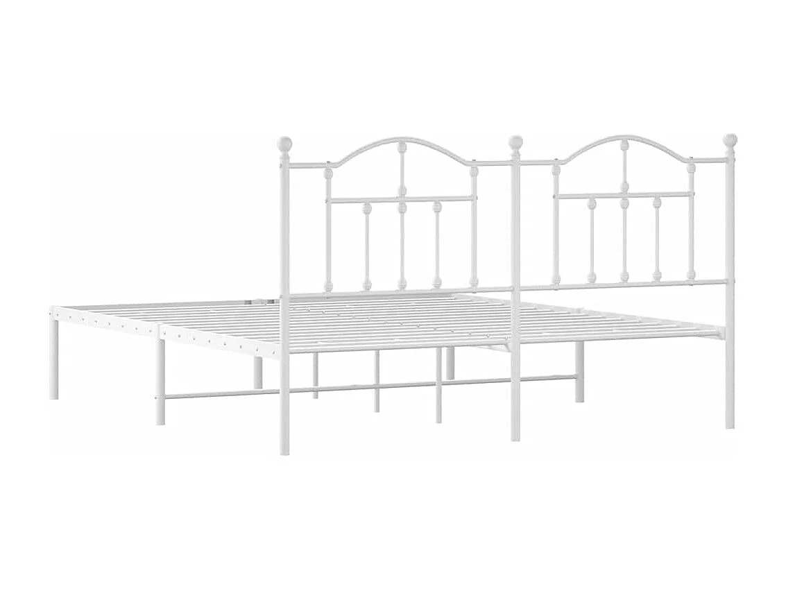 Bedframe | Tweepersoonsbed met hoofdbord metaal wit 183x213 cm