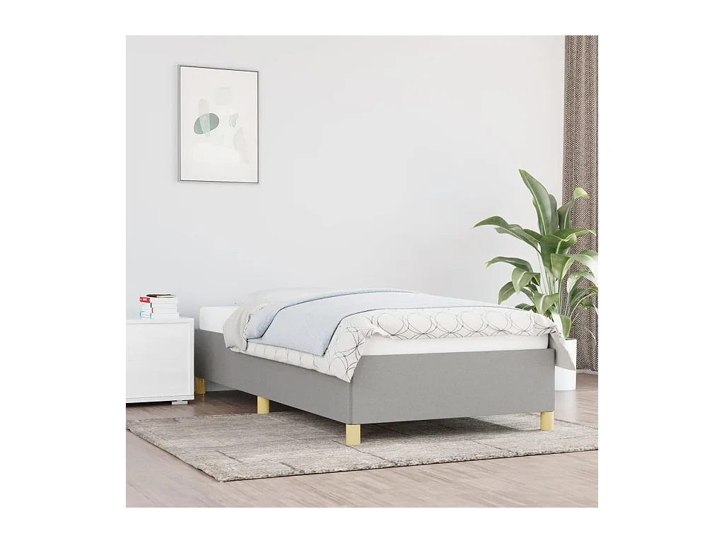 Lit simple | Lit adulte, enfant | Cadre de lit gris clair 100x200 cm tissu