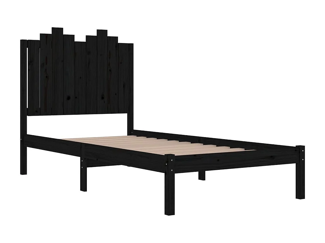 Lit simple | Lit adulte, enfant | Cadre de lit noir bois massif 75x190 cm