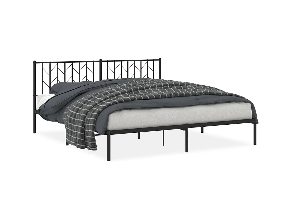 Letto per adulti | Letto matrimoniale | Giroletto con Testiera in Metallo Nero 180x200 cm