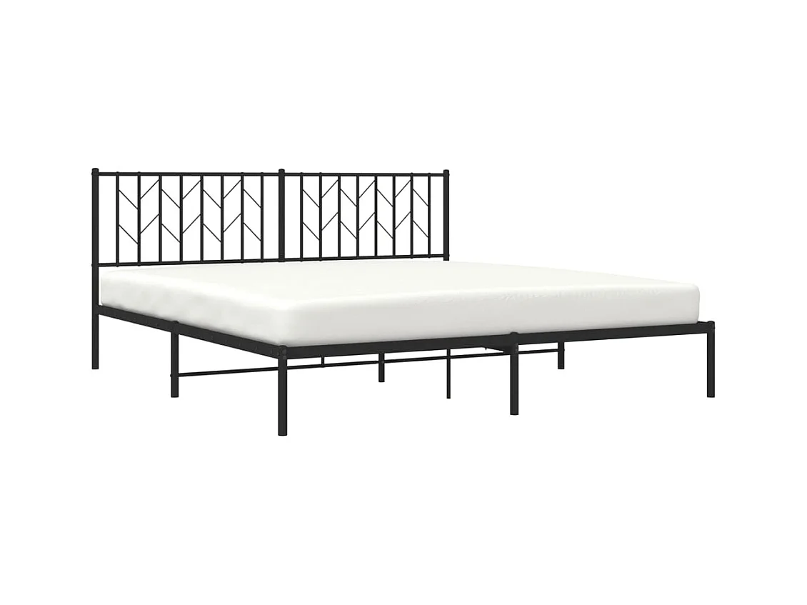 Letto per adulti | Letto matrimoniale | Giroletto con Testiera in Metallo Nero 180x200 cm