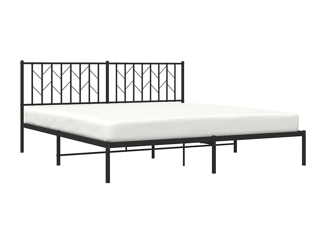 Letto per adulti | Letto matrimoniale | Giroletto con Testiera in Metallo Nero 180x200 cm