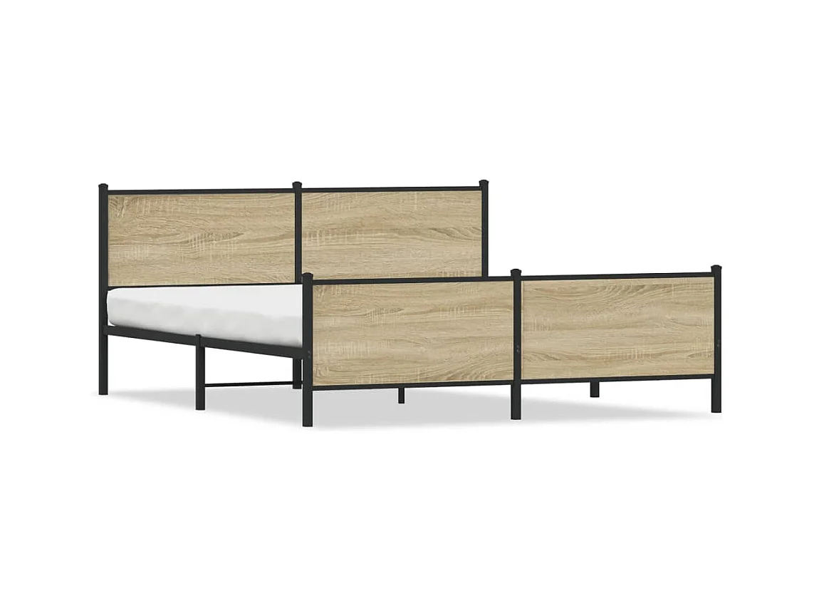 Letto per adulti | Letto matrimoniale | Giroletto senza Materaso in Metallo Rovere Sonoma 183x213 cm