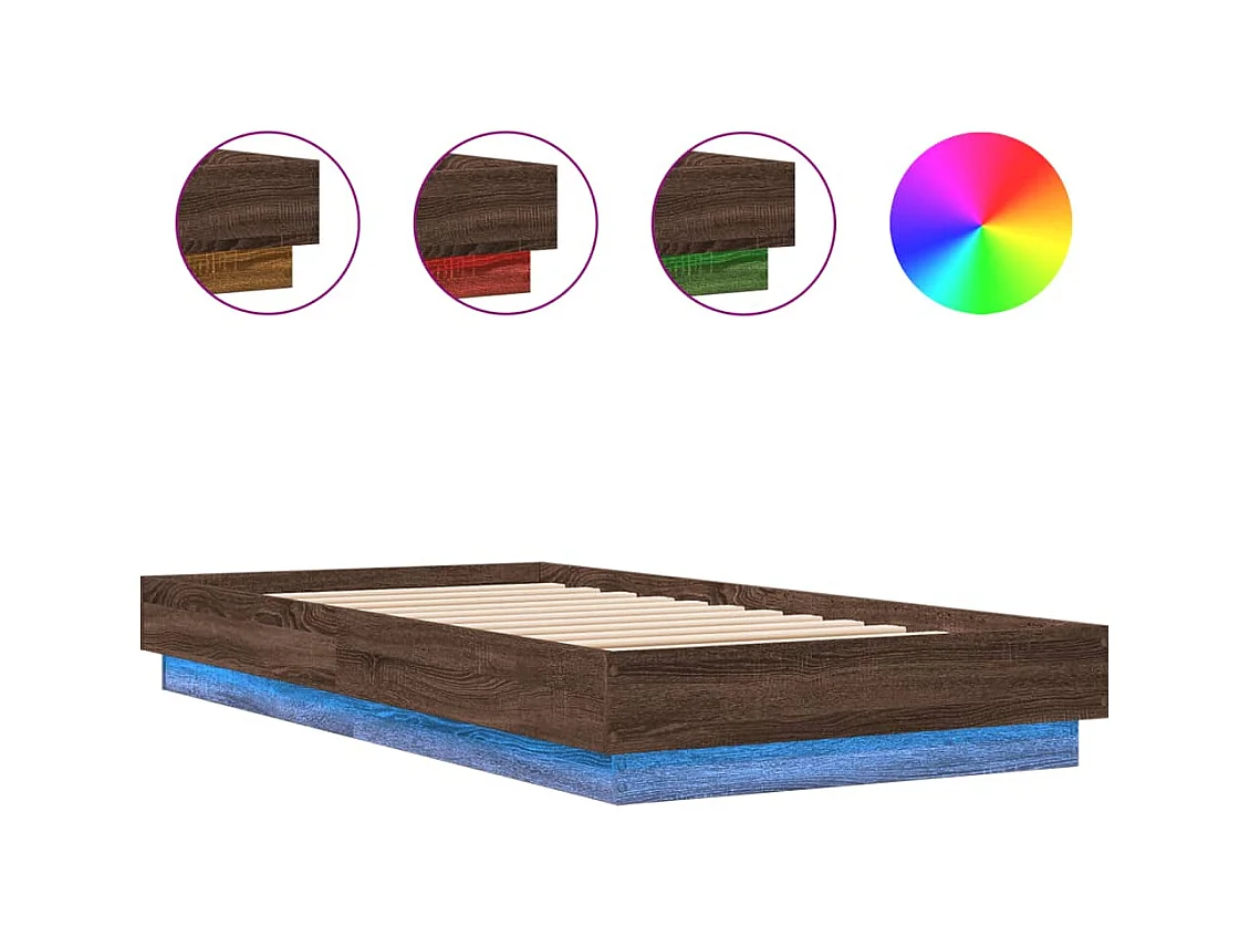 Lit simple | Lit adulte, enfant | Cadre de lit avec lumières LED 90x190 cm