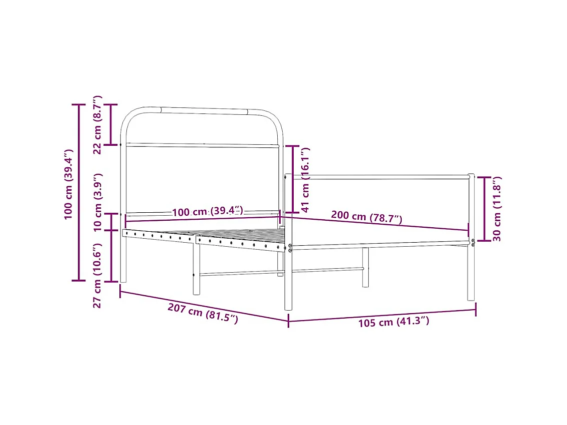 Lit simple | Lit adulte, enfant | Cadre de lit 100x200 cm chêne sonoma