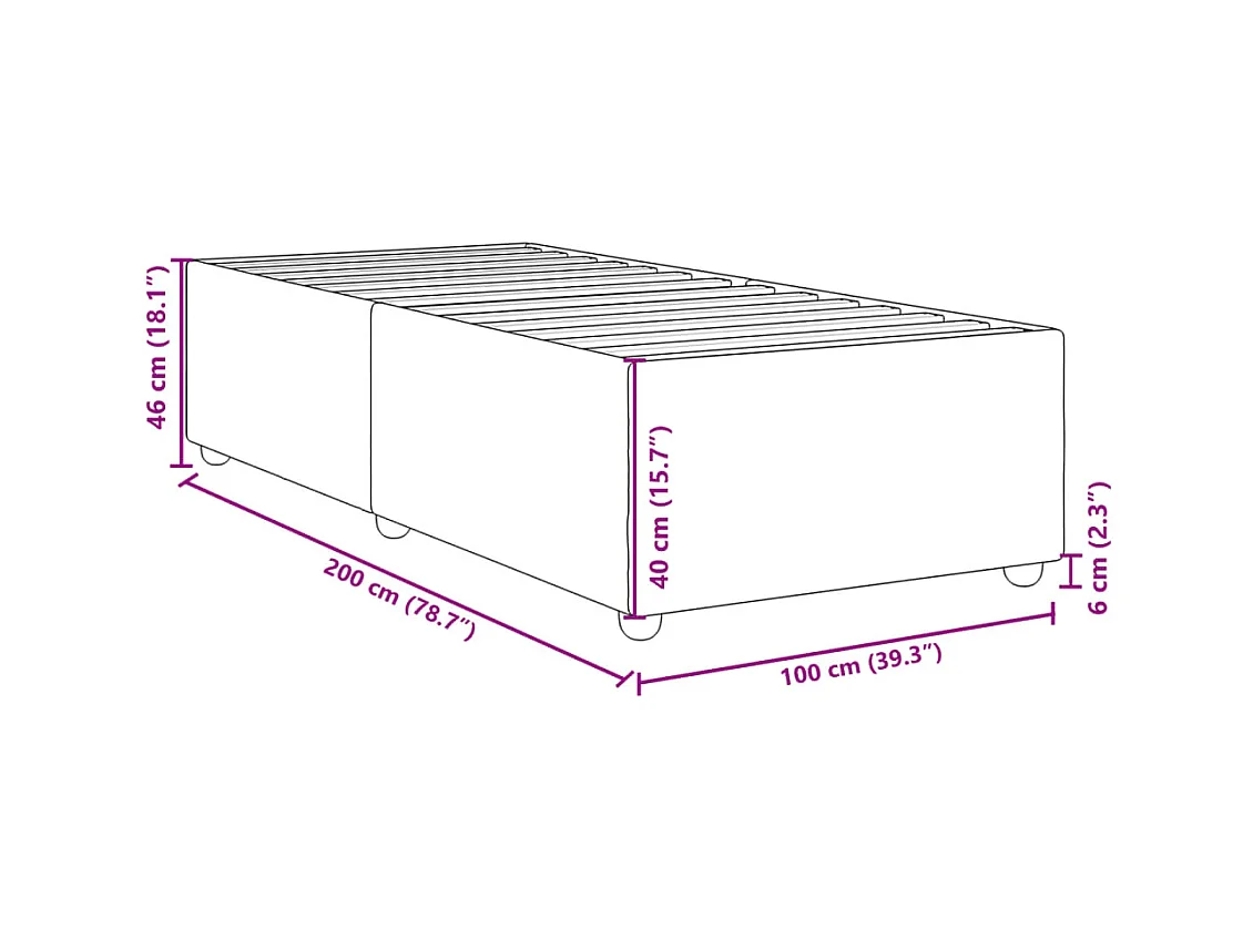 Lit simple | Lit adulte, enfant | Cadre de lit crème 100x200 cm tissu