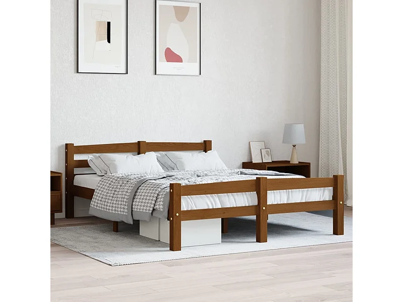 Lit simple | Lit adulte, enfant | Cadre de lit marron miel pin massif 120x200 cm