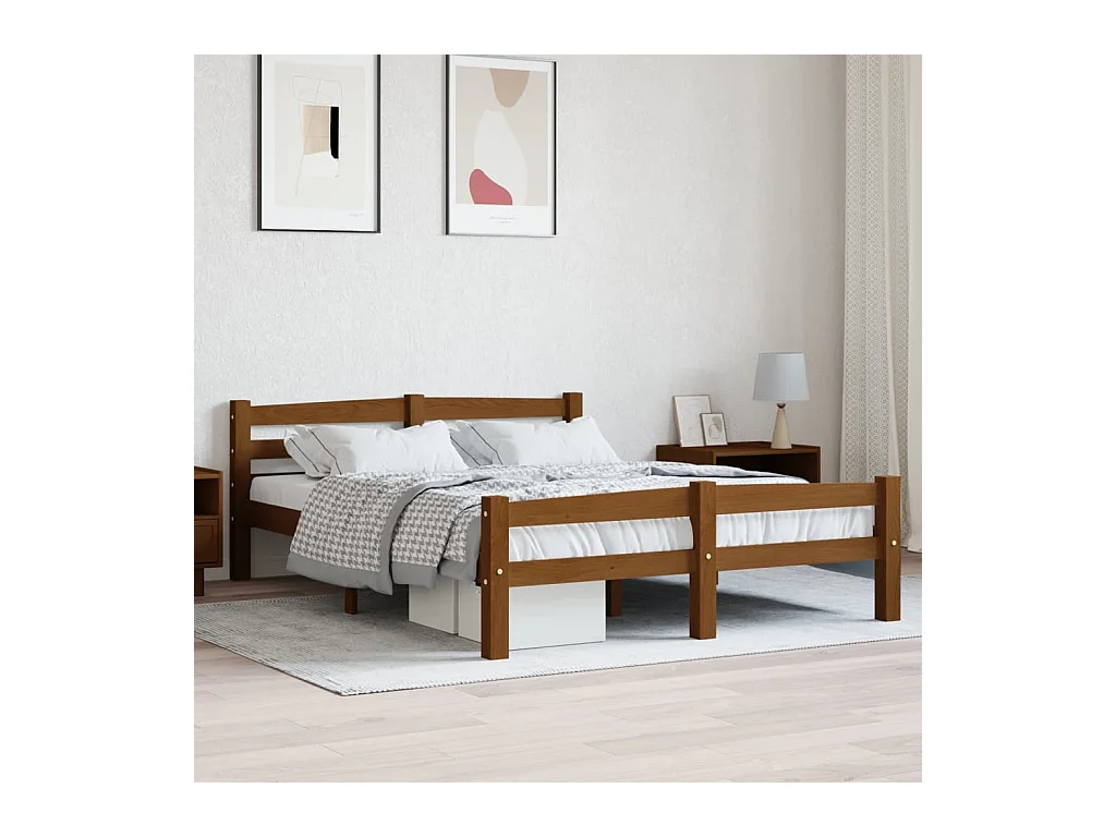 Lit simple | Lit adulte, enfant | Cadre de lit marron miel pin massif 120x200 cm