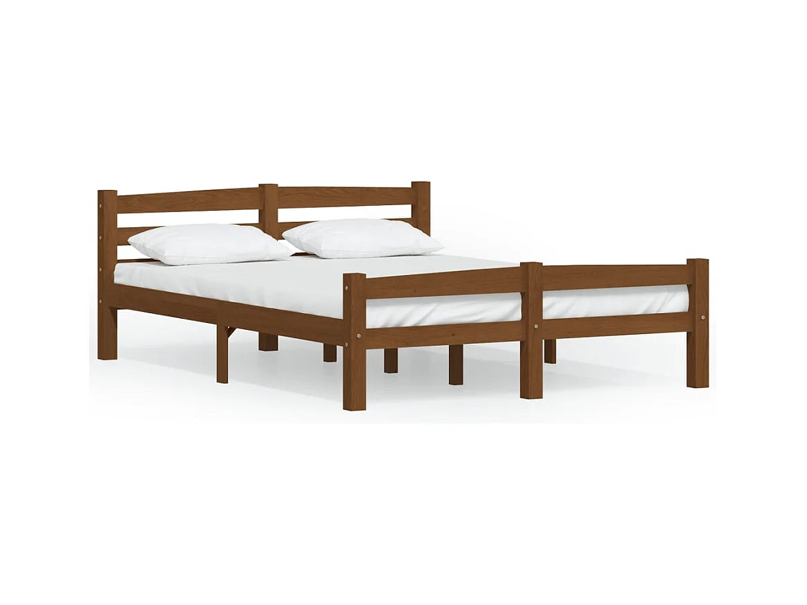 Lit simple | Lit adulte, enfant | Cadre de lit marron miel pin massif 120x200 cm