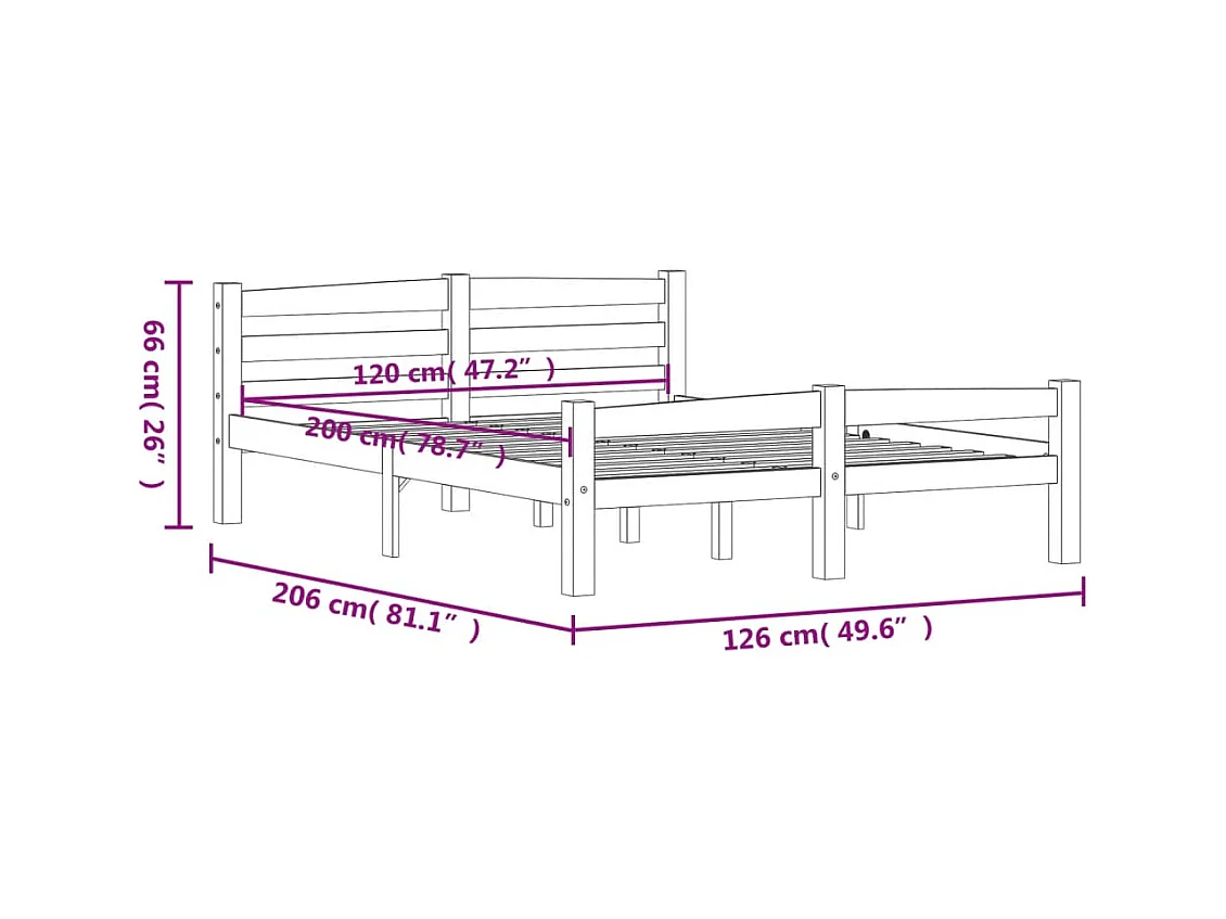 Lit simple | Lit adulte, enfant | Cadre de lit marron miel pin massif 120x200 cm