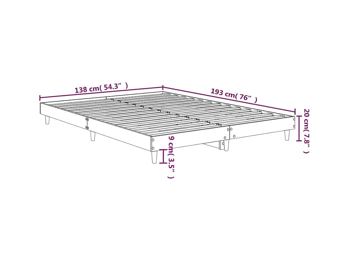 Lit double | Lit adulte | Cadre de lit chêne marron 135x190 cm