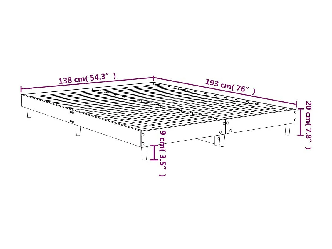 Lit double | Lit adulte | Cadre de lit chêne marron 135x190 cm