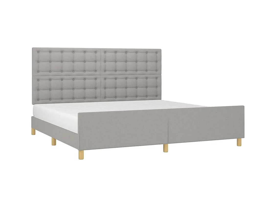 Lit double | Lit adulte | Cadre de lit gris clair 200x200 cm tissu