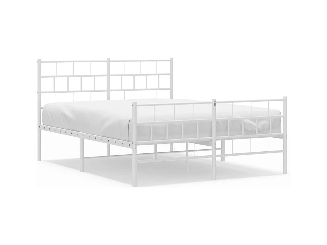 Lit double | Lit adulte | Cadre de lit métal et pied de lit blanc 140x200 cm