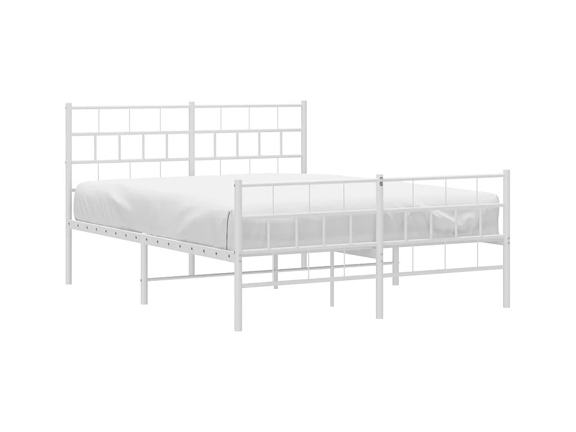 Lit double | Lit adulte | Cadre de lit métal et pied de lit blanc 140x200 cm