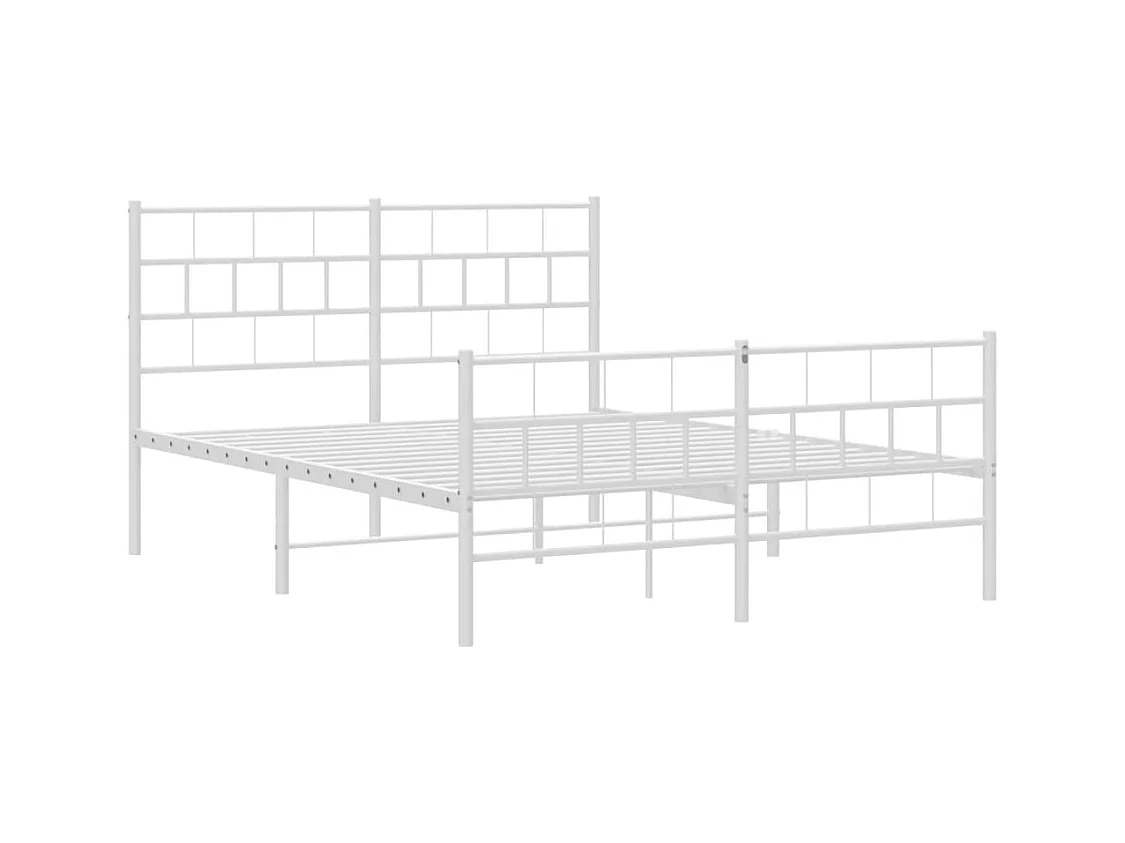 Lit double | Lit adulte | Cadre de lit métal et pied de lit blanc 140x200 cm