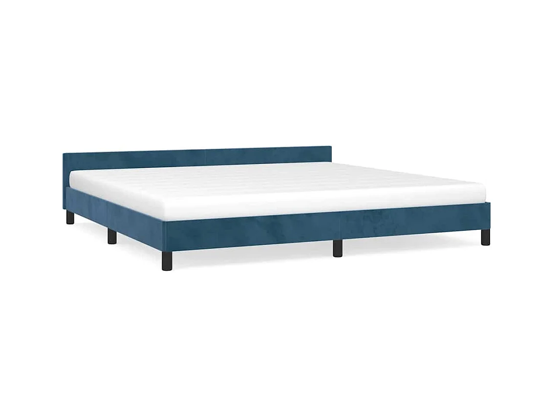 Lit double | Lit adulte | Cadre de lit bleu foncé 200x200 cm velours