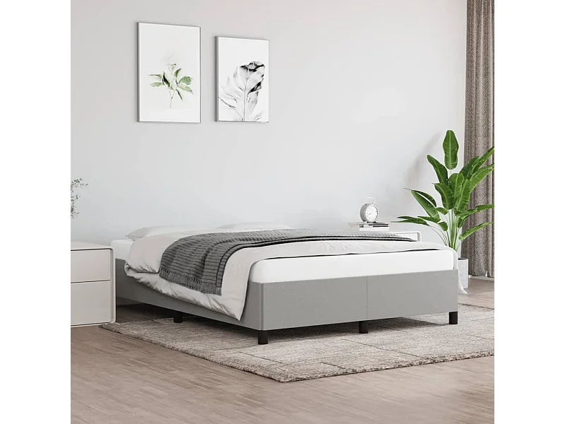 Lit double | Lit adulte | Cadre de lit gris clair 140x200 cm tissu