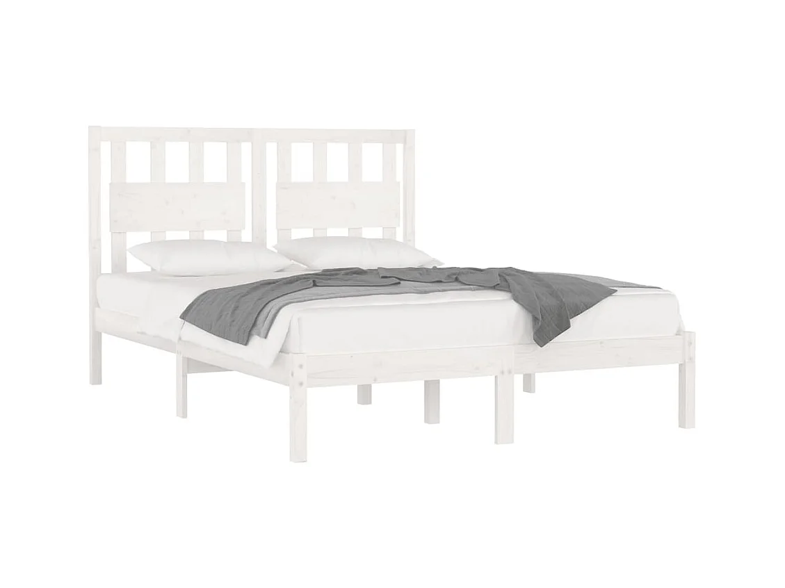 Lit double | Lit adulte | Cadre de lit blanc bois massif 180x200 cm