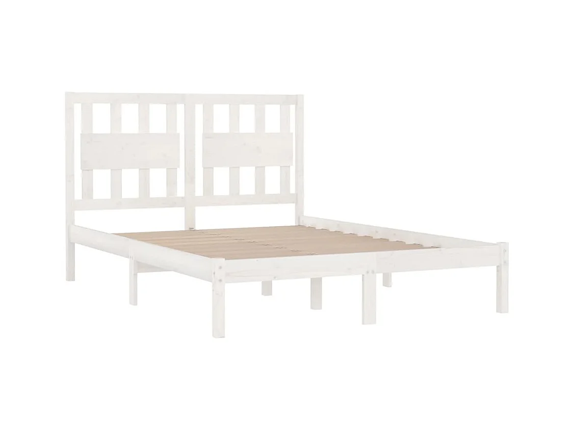 Lit double | Lit adulte | Cadre de lit blanc bois massif 180x200 cm