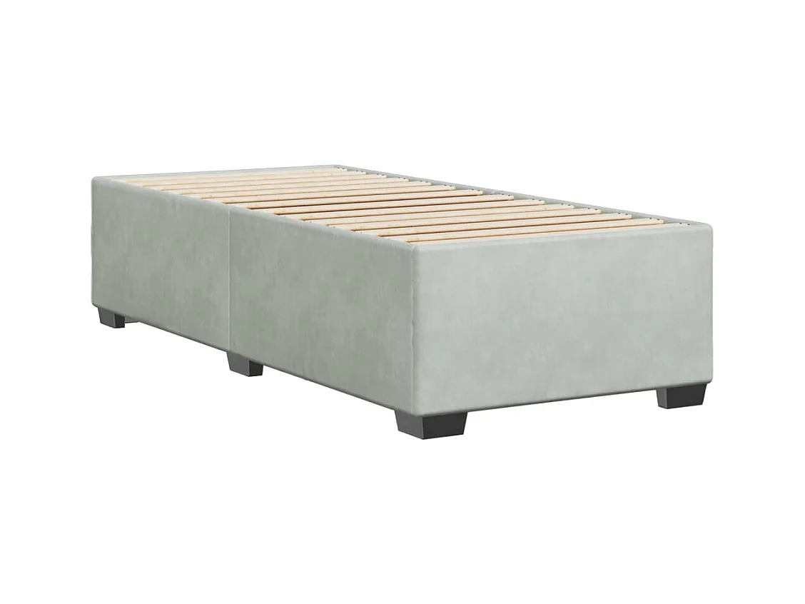 Lit simple | Lit adulte, enfant | Cadre de lit gris clair 90x190 cm velours