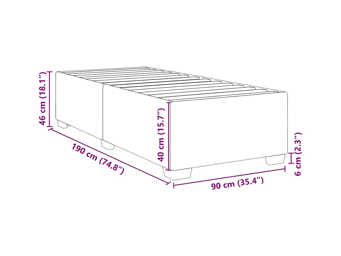 Lit simple | Lit adulte, enfant | Cadre de lit gris clair 90x190 cm velours