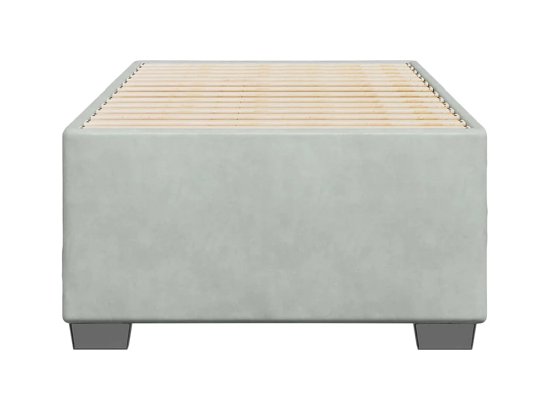 Lit simple | Lit adulte, enfant | Cadre de lit gris clair 90x190 cm velours