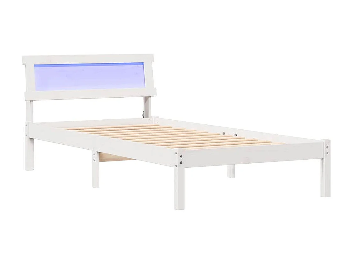 Lit simple | Lit adulte, enfant | Cadre de lit Blanc 90x200 cm Bois massif en pin