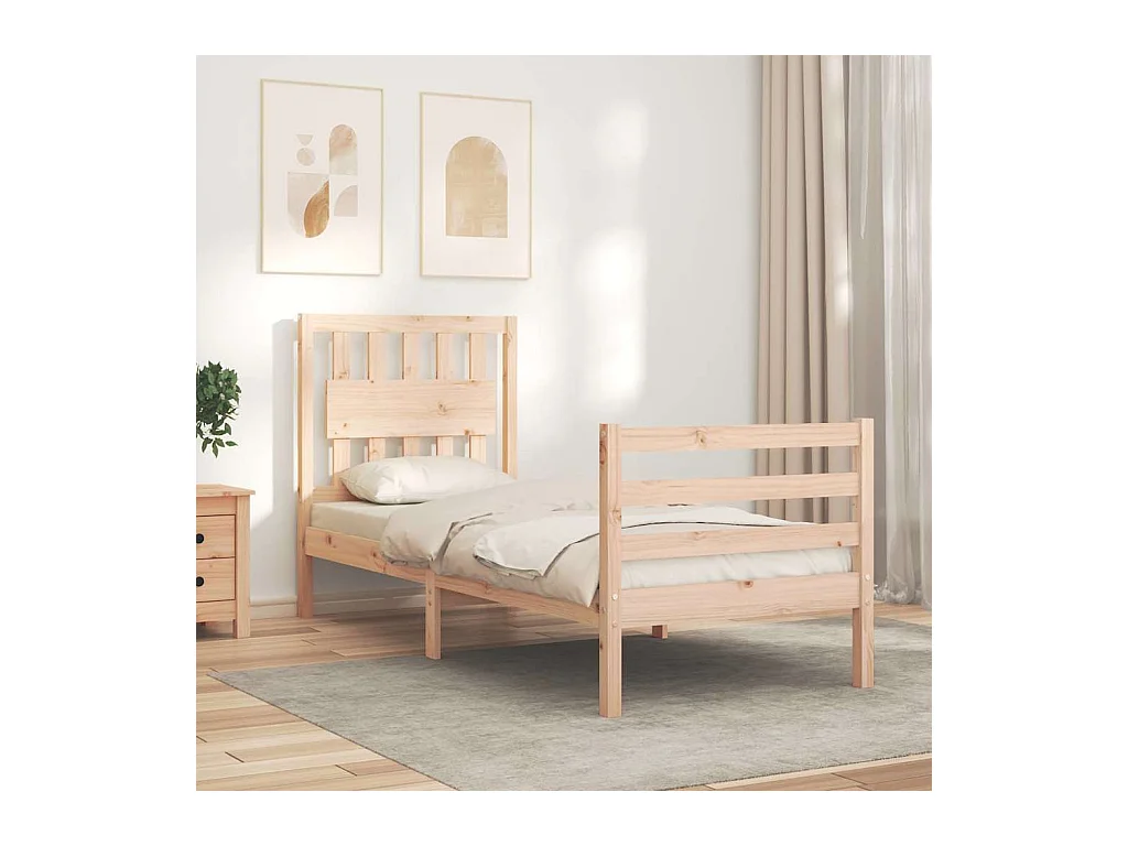 Lit simple | Lit adulte, enfant | Cadre de lit bois massif 75x190 cm